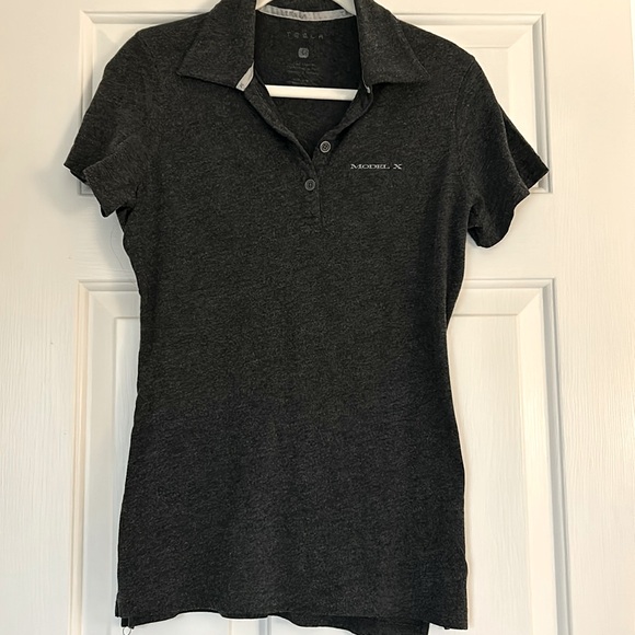 Tesla Tops - Tesla Model X Super Soft Cotton Dark Grey Polo Shirt